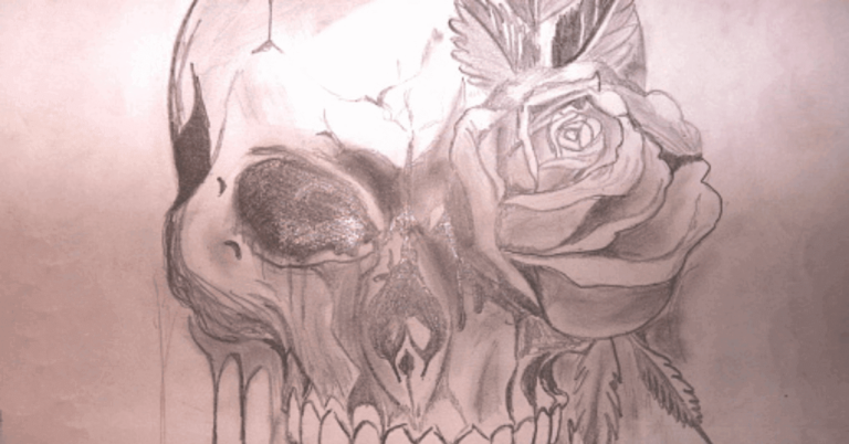Rose Skull Drawing and Tattoo Posted